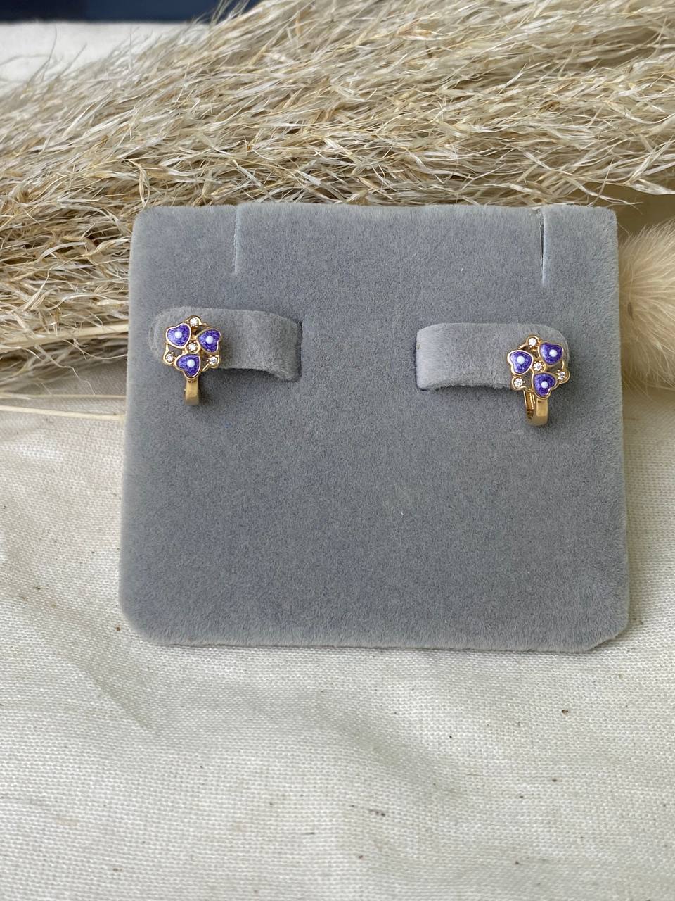 Серьги детские из красного золота  585 пробы